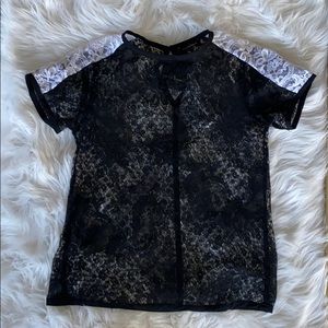 NWT. Nanette Lepore Black & White Lace Top